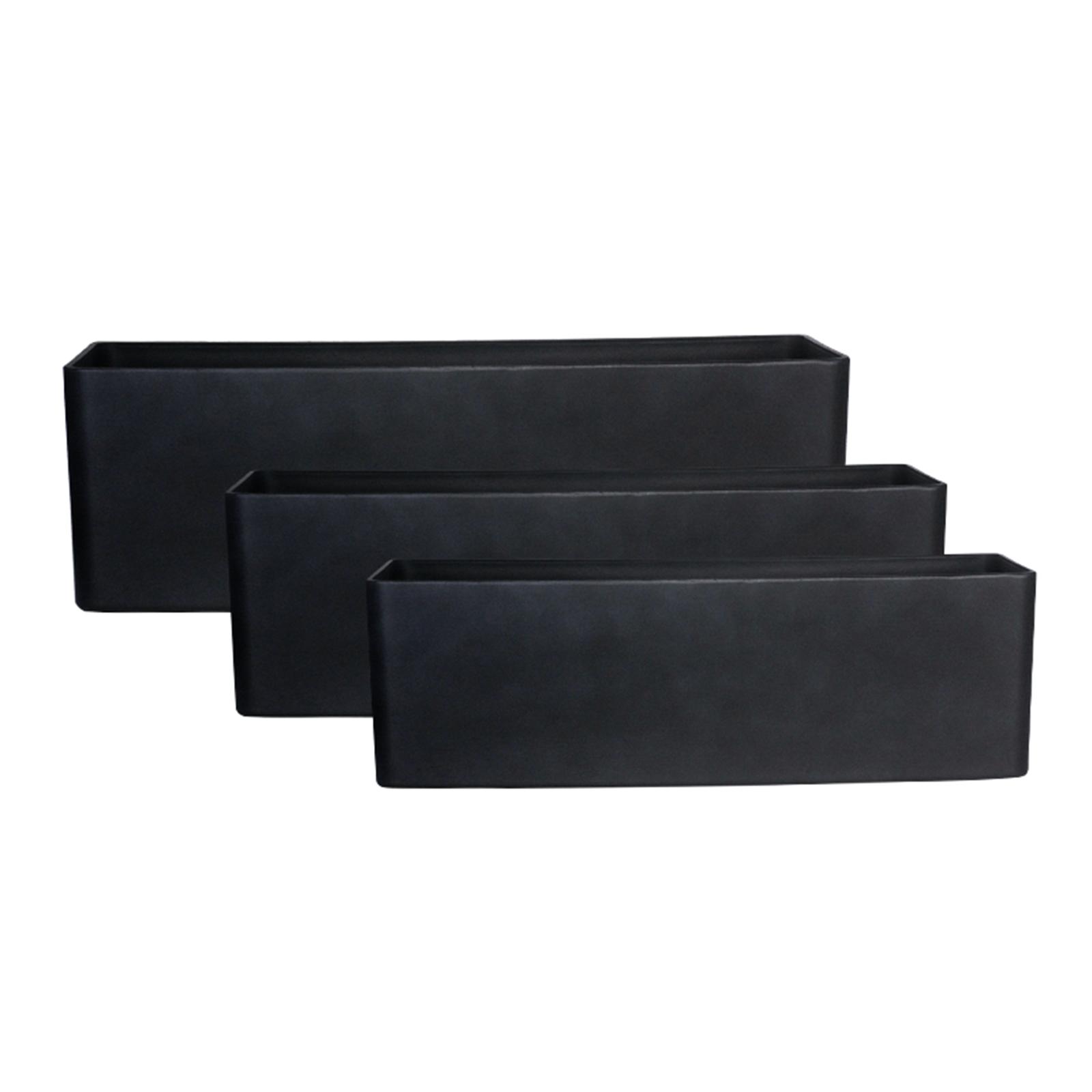 Γλάστρα Ρητίνης Ορθογώνια "Linear Block" Μαύρη M 69x22x22 εκ.