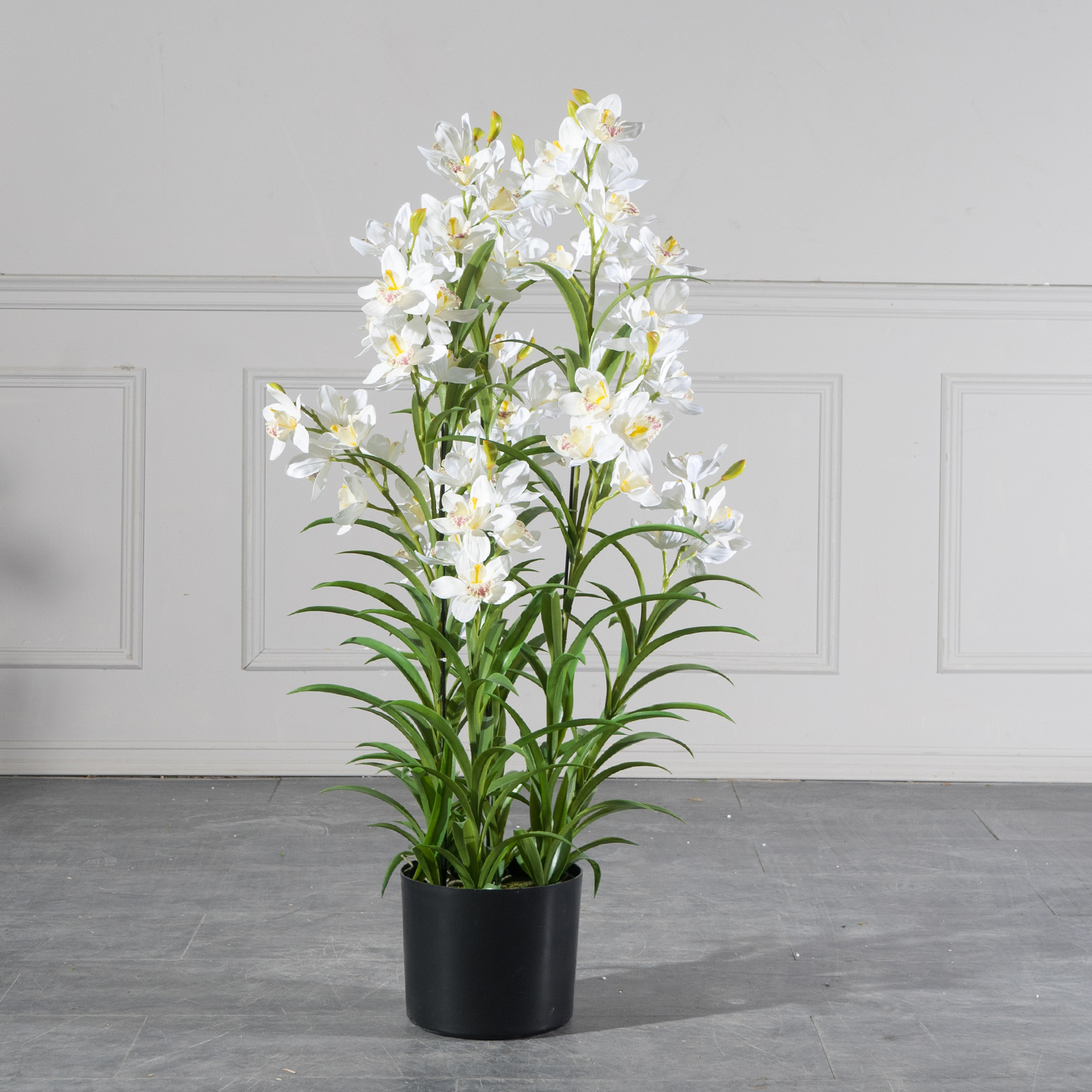 Τεχνητό Φυτό Ορχιδέα "Cymbidium Orchid" Λευκό 125 εκ.