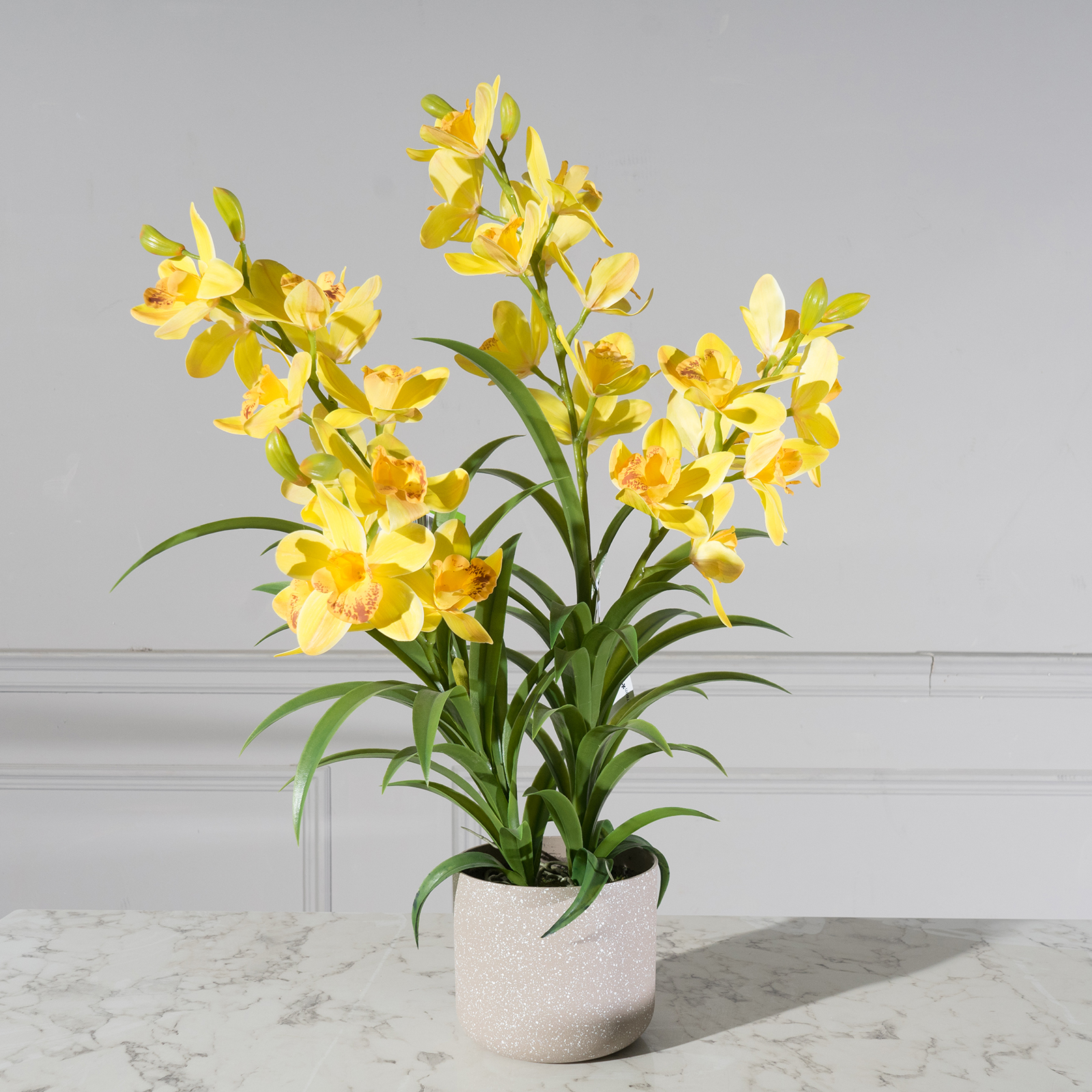 Τεχνητό Φυτό Ορχιδέα "Cymbidium Orchid" Κίτρινο 80 εκ.